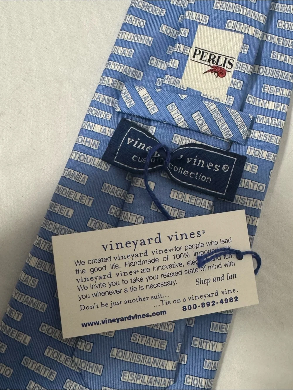 PERLIS Vineyard Vines Street Tiles Iconic New Orleans Patterned Uptown Silk Tie